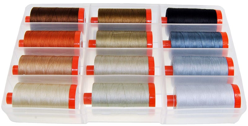 Aurifil Thread Set THE PERFECT BOX OF NEUTRALS By Pat Sloan 50wt Cotton 12 Large (1422 yard) Spools - Image 2